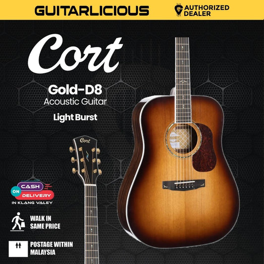 Cort Gold-D8 Acoustic Guitar with Bag - Light Burst