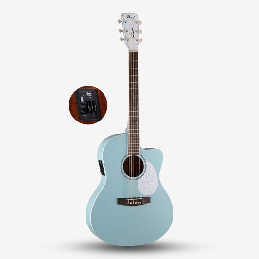 Cort Jade Classic 38 inch Acoustic Guitar with EQ / Preamp Equalizer - Sky Blue Open Pore