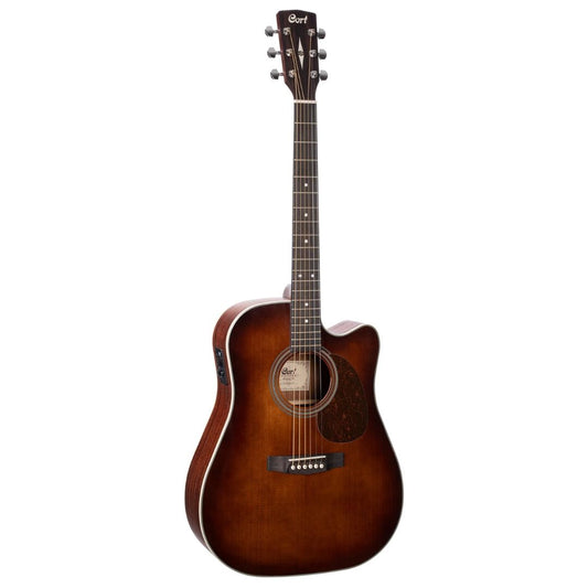 Cort MR500E Solid Top Acoustic Guitar with Bag - Brown Burst