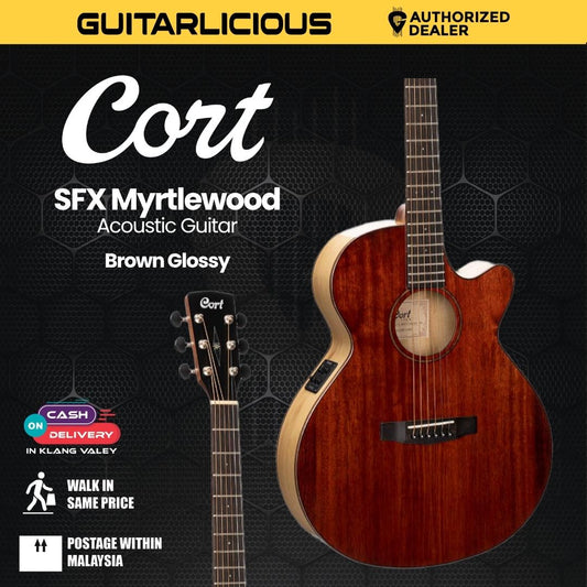 Cort SFX-Myrtlewood Solid Top Acoustic Electric Guitar - Brown Gloss