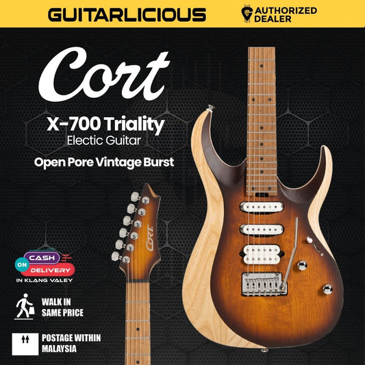 Cort X-700 Triality Electic Guitar with Bag - Open Pore Vintage Burst