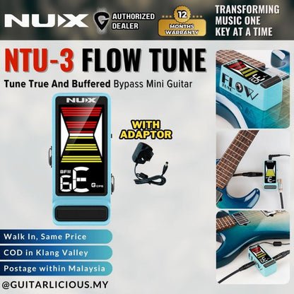 NUX NTU-3 Flow Tune True And Buffered Bypass Mini Guitar Pedal Tuner - Blue ( NTU3 )