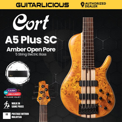Cort A5 Plus SC Amber open Pore Bass Guitar
