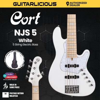 Cort NJS-5 Electric Bass With Padded Bag White