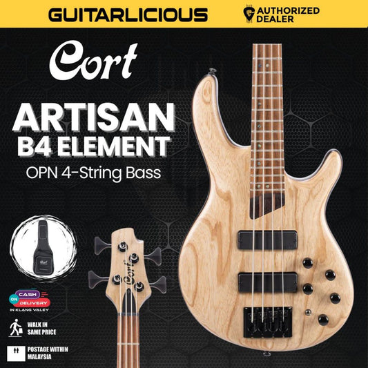 Cort Artisan B4 Element 4-String Bass Guitar with bag - Open Pore Natural