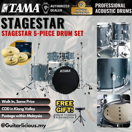 Tama Stagestar 5-piece Drum Set with Drumsticks and Throne - Sea Blue Mist ( TAMST52H6-SEM / STAGE STAR )