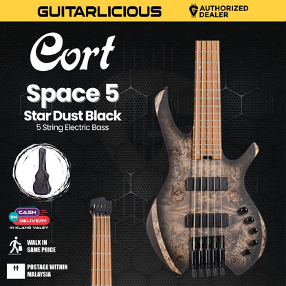 Cort Artisan Space 5 SDG 5-String Bass Guitar Star Dust Black