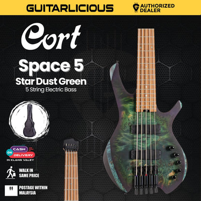 Cort Artisan Space 5 SDG 5-String Bass Guitar Star Dust Green
