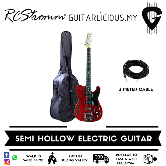 RCStromm Classic Semi Hollow Body Electric Guitar with Bigsby Tremolo ( KG07 / KG-07 )