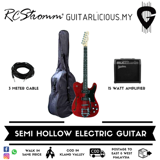 RCStromm Classic Semi Hollow Body Electric Guitar with Bigsby Tremolo ( KG07 / KG-07 )