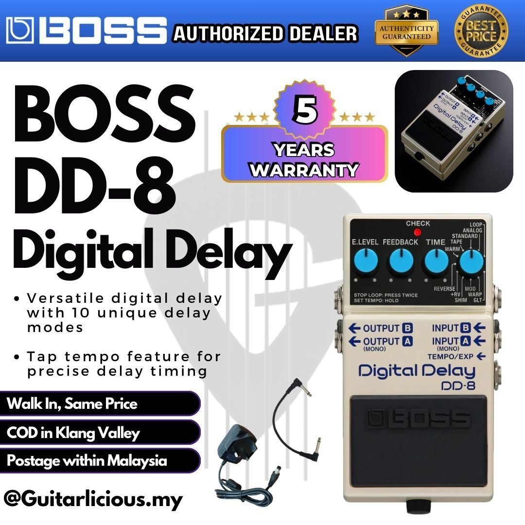 best boss delay pedal BOSS DD-8 Digital Delay Guitar Effects Pedal ( DD8 / DD 8 ) – GUITARLICIOUS