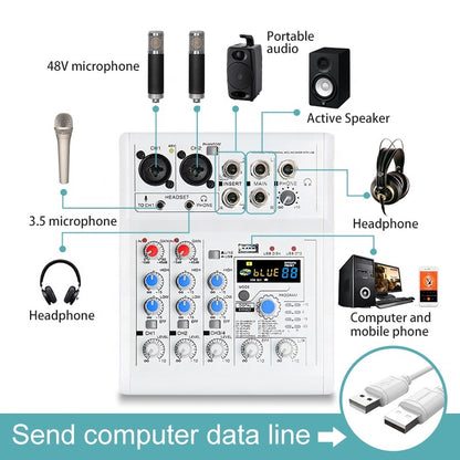 Portable 4 Channel Mixer with Audio Interface ( VS2-Pro E4 )