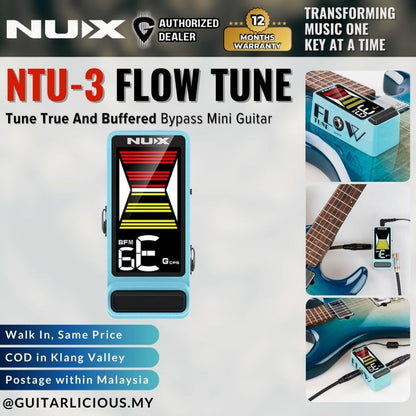 NUX NTU-3 Flow Tune True And Buffered Bypass Mini Guitar Pedal Tuner - Blue ( NTU3 )