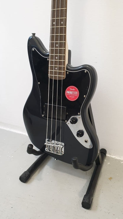 FENDER Squier Affinity Series Jaguar 4 string Bass Guitar, Laurel FB, Charcoal Frost Metallic