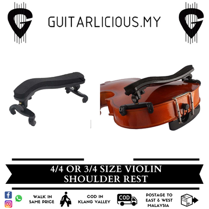 Strong Durable Quality Soft Padded Adjustable Black Violin Shoulder Rest for 1/2, 3/4 and 4/4 Size Violin