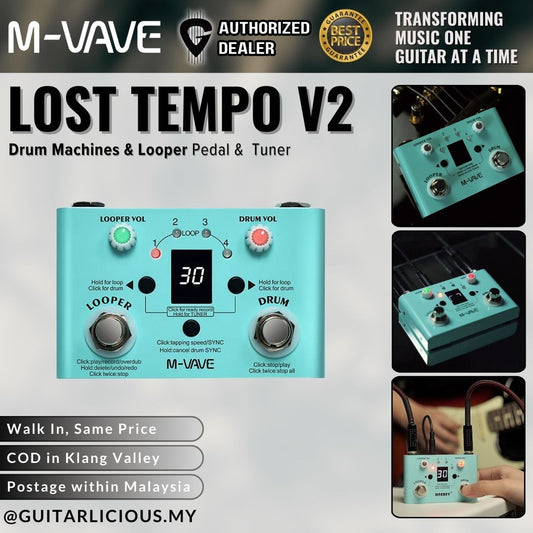 M-Vave Lost Tempo V2 Drum Machines & Looper Pedal Built-in 30 Drums 11 Mins Recording Time & High Precision Tuner