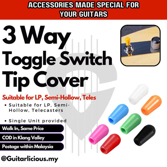 Multi-Colour 3 Way Selector / Toggle Switch Tip Cover for Les Paul, Semi-Hollow, Telecaster Electric Guitars