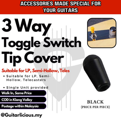 Multi-Colour 3 Way Selector / Toggle Switch Tip Cover for Les Paul, Semi-Hollow, Telecaster Electric Guitars