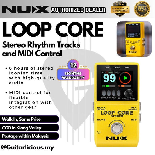 NUX Loop Core Stereo Effect Pedal with Built In Rhythm Tracks and MIDI Control - ( Loop-Core )