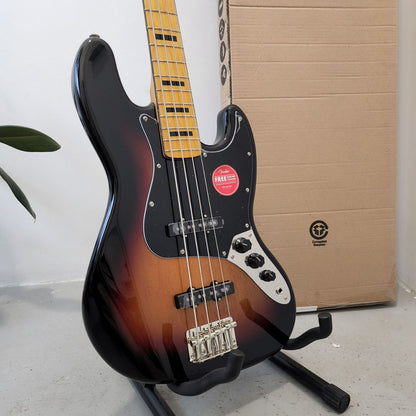 Squier by Fender Classic Vibe 70s Jazz 4 String Bass Guitar, Maple FB - 3-Tone Sunburst