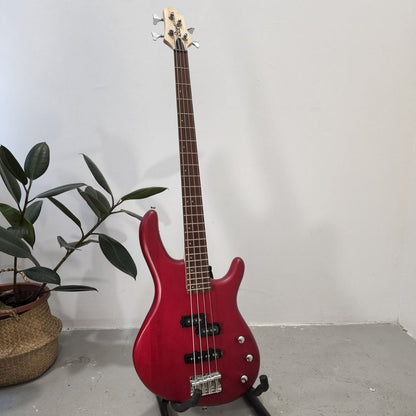 CORT Action PJ (4 String) Electric Bass Guitar with Bag - Open Pore Black Cherry (OPBC)