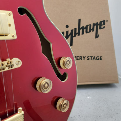 Epiphone Uptown Kat ES with Double Humbucker (HH) Semi-Hollow Electric Guitar - Ruby Red Metallic (UptownKat)