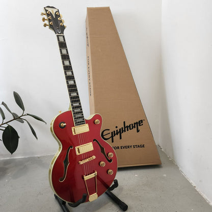 Epiphone Uptown Kat ES with Double Humbucker (HH) Semi-Hollow Electric Guitar - Ruby Red Metallic (UptownKat)