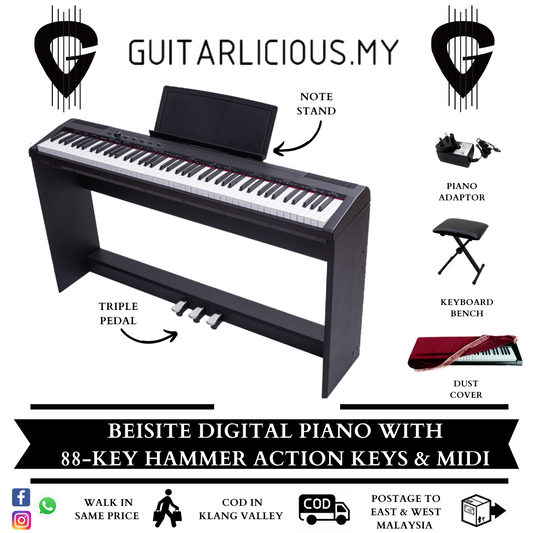 Beisite 88 Keys Digital Piano with Wooden Stand & Triple Pedal S-205 (S205 / S 205)