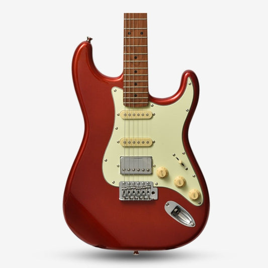 Bacchus BST-2-RSM/M Roasted Maple Fretboard, Stratocaster Electric Guitar w/ Bacchus SSH Pickups- Candy Apple Red / BST2