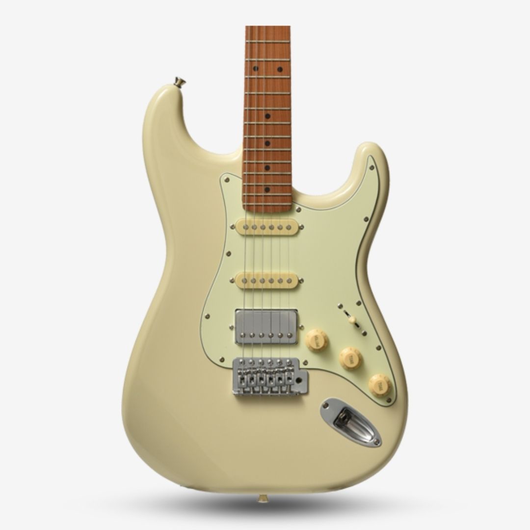 Bacchus BST-2-RSM/M Roasted Maple Fretboard, Stratocaster Electric Guitar  w/ Bacchus SSH Pickups - Olympic White / BST2