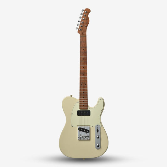 Bacchus BTE-2-RSM/M Roasted Maple Fretboard, Telecaster Electric Guitar W/ P-90 & Single Coil Pickups - Olympic White