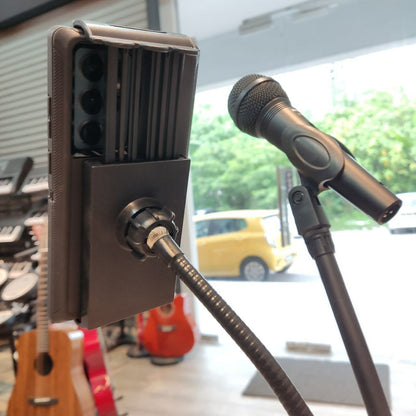 Adjustable Microphone Stand with Phone / Tab Holder for Busker & Performer (HY605T / HY-605T / HY 605T)