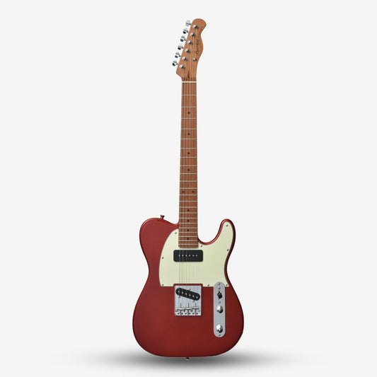 Bacchus BTE-2-RSM/M Roasted Maple Fretboard, Telecaster Electric Guitar W/ P-90 & Single Coil Pickups - Candy Apple Red