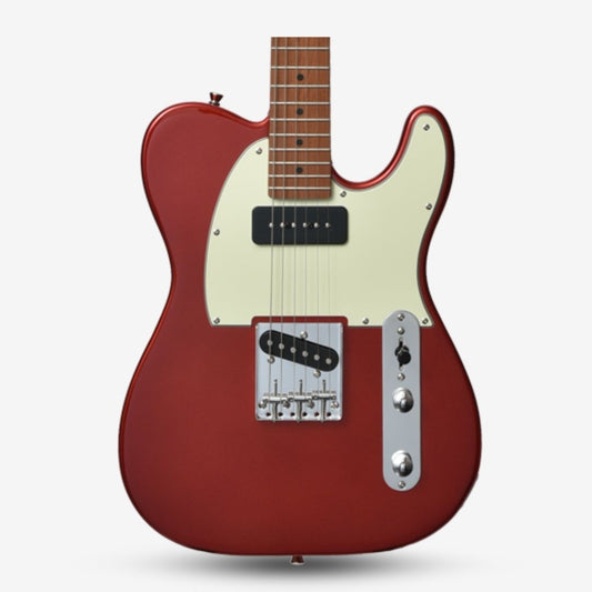 Bacchus BTE-2-RSM/M Roasted Maple Fretboard, Telecaster Electric Guitar W/ P-90 & Single Coil Pickups - Candy Apple Red