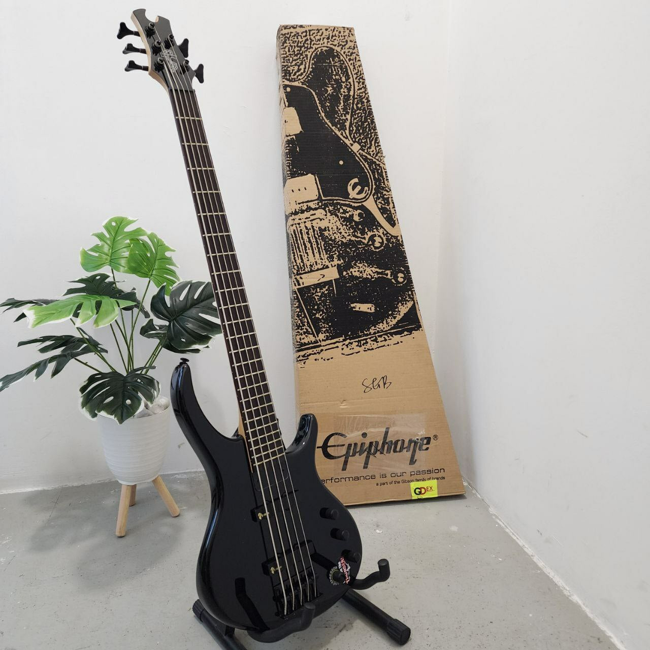 コラボ 5弦ベース Epiphone Tobias Toby Deluxe V Epiphone Toby Deluxe V Bass - trans red Solid body electric bass