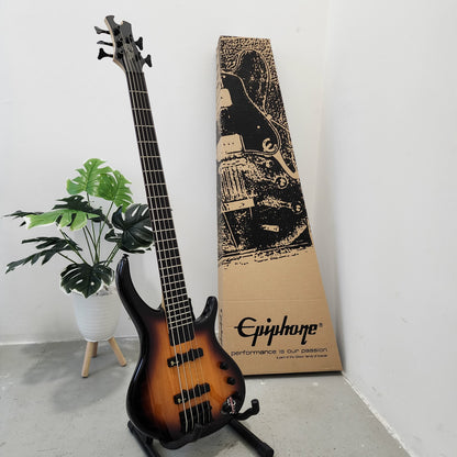 Epiphone Toby Deluxe V 5 String Bass Guitar, Vintage Sunburst (E09-EBD5VSBH1)