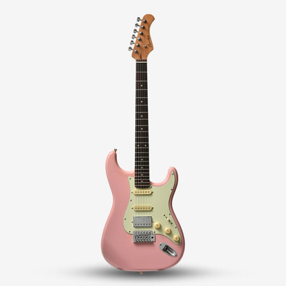 Bacchus BST-2-RSM/R Roasted Maple Neck & Rosewood FB, Stratocaster Electric Guitar w/ Bacchus SSH Pickups - Shell Pink