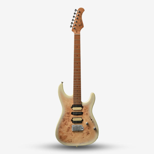 Bacchus Imperial 24-BP-RSM/M Roasted Maple Fretboard, Burl Poplar Electric Guitar w/ Bacchus HSH - Blonde Burst