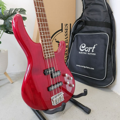 Cort Action Plus (4 string) Electric Bass Guitar Active Pick Up with Bag - Trans Red