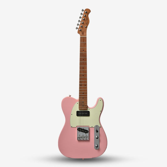 Bacchus BTE-2-RSM/M Roasted Maple Fretboard, Telecaster Electric Guitar w P-90 & Single Coil Pickups - Shell Pink / BTE2