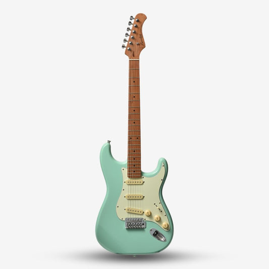 Bacchus BST-1-RSM/M Universe Series Roasted Maple FB, Stratocaster Electric Guitar w/ Bacchus SSS Pickups- Seafoam Green