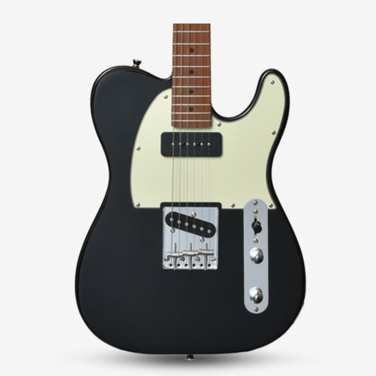 Bacchus BTE-2-RSM/M Roasted Maple Fretboard, Telecaster Electric Guitar W/ Bacchus P-90 & Single Coil Pickups - Black