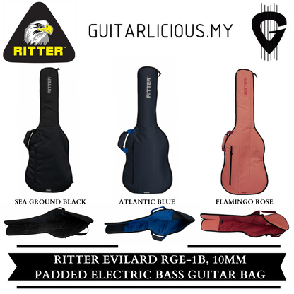 Ritter Evilard RGE-1B, 10mm Padded Both Side Electric Bass Guitar Bag ( RGE-1B / RGE 1B )