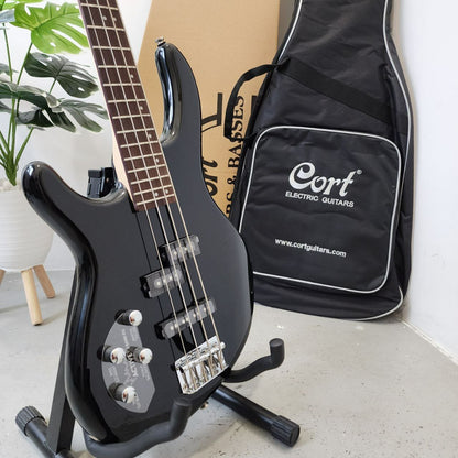 CORT Action Plus Left Handed 4 strings Electric Bass Guitar with Bag - Black (232-3-ActionplusLH/BK)