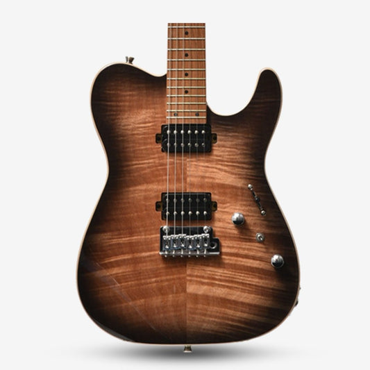 Bacchus TAC24 FMH-RSM/M Roasted Maple Fretboard, Flame Mahogany Telecaster Electric Guitar w/ H-H - Natural Black Burst