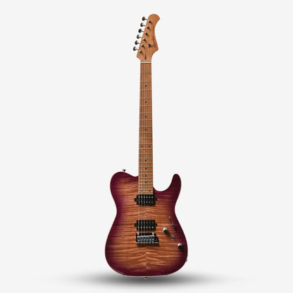 Bacchus TAC24 FMH-RSM/M Roasted Maple Fretboard, Flame Mahogany Telecaster Electric Guitar w/ HH - Natural Magenta Burst