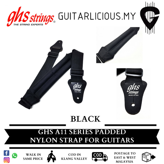 GHS A11 Series Padded Nylon Guitar Strap (Length : Min 42" / Max 56") (Width : 2")