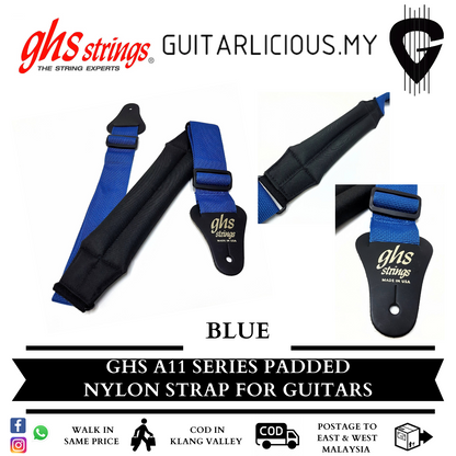 GHS A11 Series Padded Nylon Guitar Strap (Length : Min 42" / Max 56") (Width : 2")