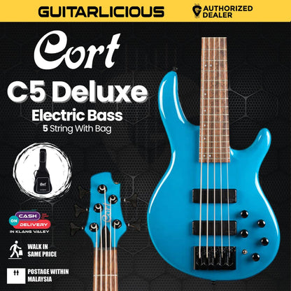 Cort C5 Deluxe Electric Bass Guitar - Candy Blue