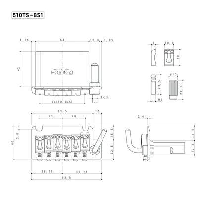 GOTOH 510TS-BS1 BRASS Block Tremolo System (2 point) with Steel Block - ( 510TS-BS1)